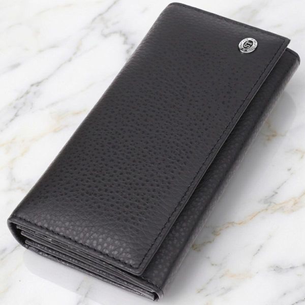 Женский вертикальный кошелек из натуральной кожи ST Leather 23084 Черный