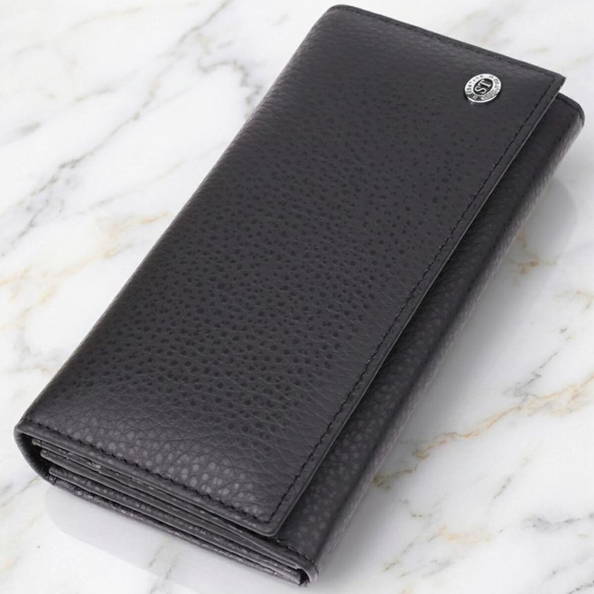 Женский вертикальный кошелек из натуральной кожи ST Leather 23084 Черный