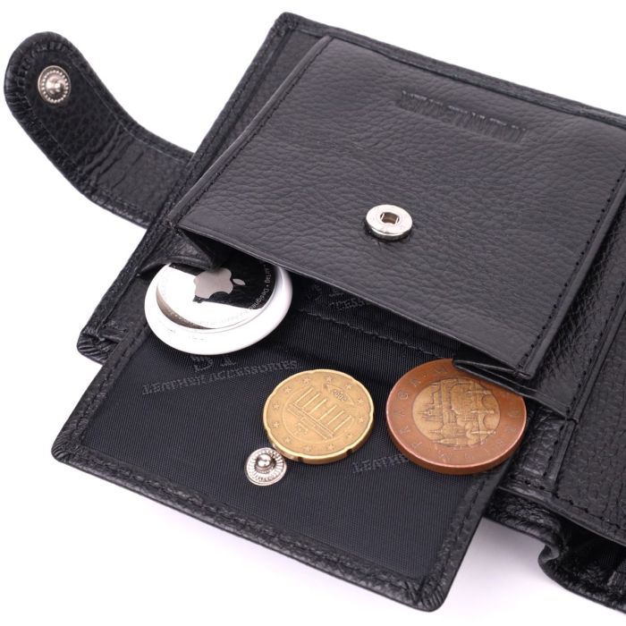 Мужской трендовый бумажник из натуральной кожи ST Leather 22553 Черный