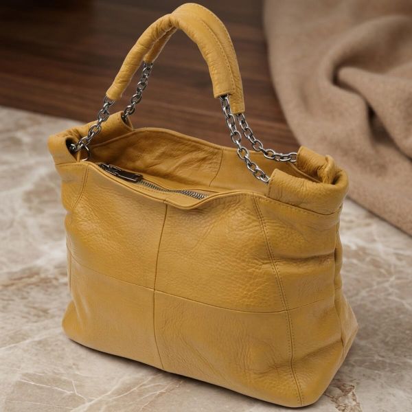 Практичная женская сумка из натуральной кожи Vintage 22991 Желтый