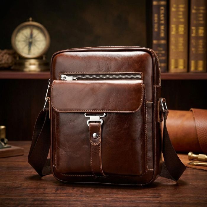 Сумка cтильная мужская Vintage 14829 Коричневая