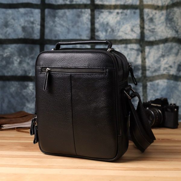 Деловая мужская сумка с ручкой для переноса в руке из натуральной кожи Vintage 23034 Черный