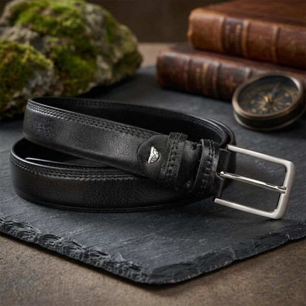 Мужской брючный ремень Tony Perotti из натуральной кожи 574/35 NERO (90358) Черный