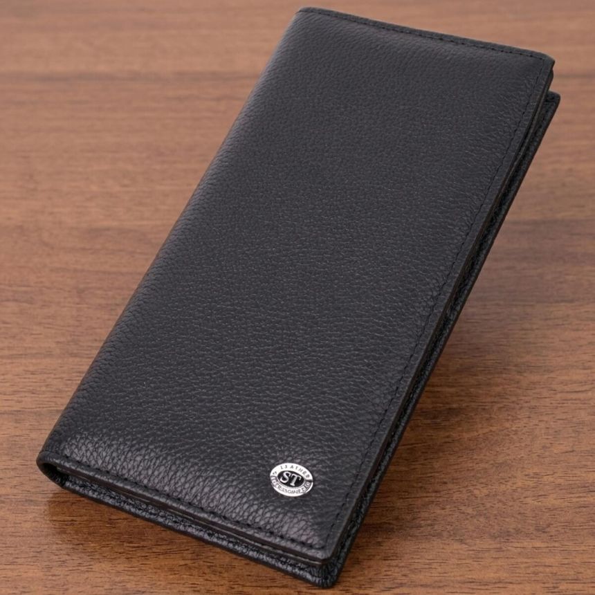 Женский вертикальный кошелек на магнитах из натуральной кожи ST Leather 22538 Черный