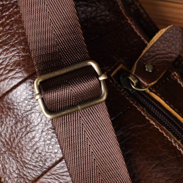 Сумка для мужчин с большим количеством карманов из натуральной кожи Vintage 22956 Коричневый