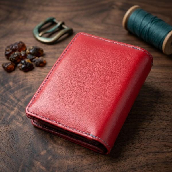 Женский вертикальный компактный кошелек из натуральной кожи ST Leather 19437 Красный