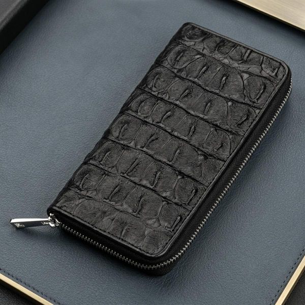Кошелек-клатч CROCODILE LEATHER 18012 из натуральной кожи крокодила Черный
