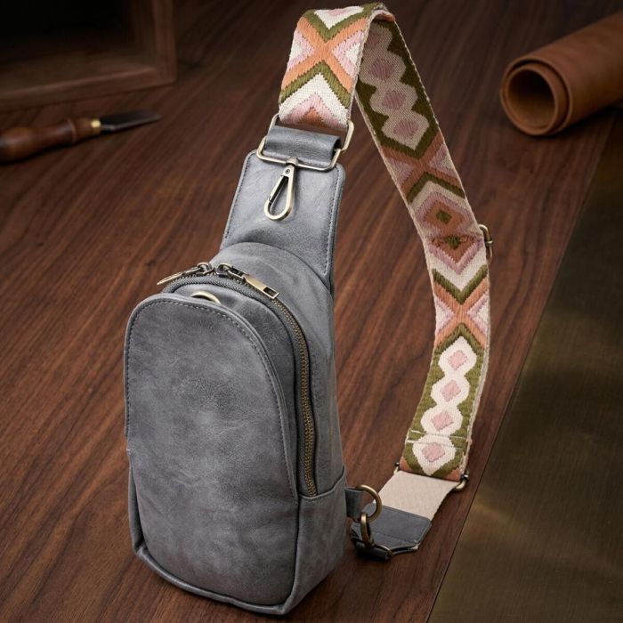 Модна сумка через плече в модному кольорі з екошкіри Vintage 22792 Сірий