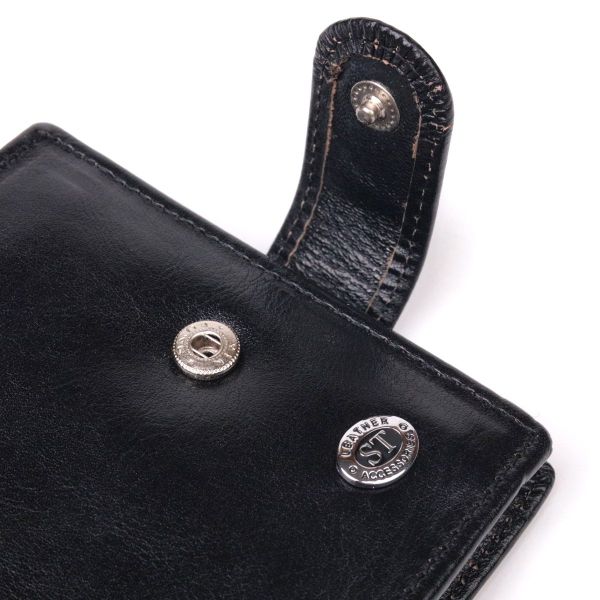 Надійний чоловічий гаманець із натуральної гладкої шкіри ST Leather 19408 Чорний