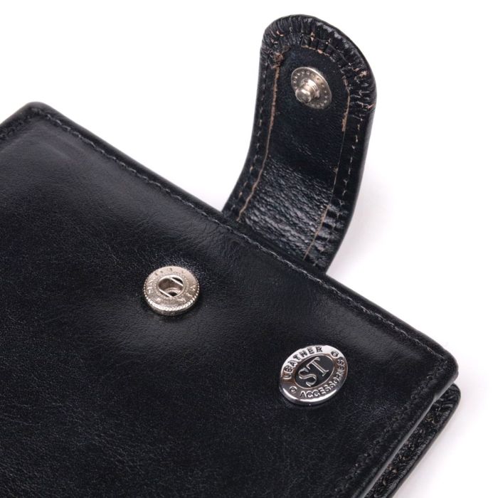 Надійний чоловічий гаманець із натуральної гладкої шкіри ST Leather 19408 Чорний