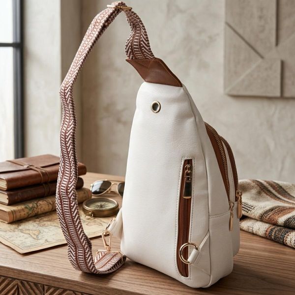Стильная женская сумка с одной лямкой через плечо из экокожи Vintage 22757 Белый