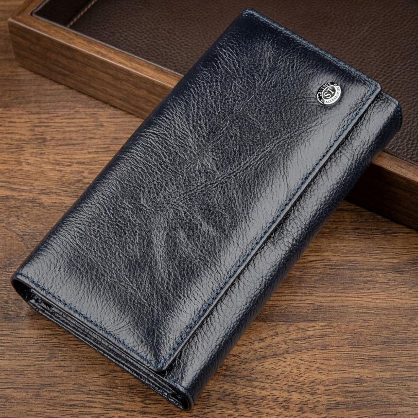 Кошелек-клатч с визитницей ST Leather 18880 Серо-синий