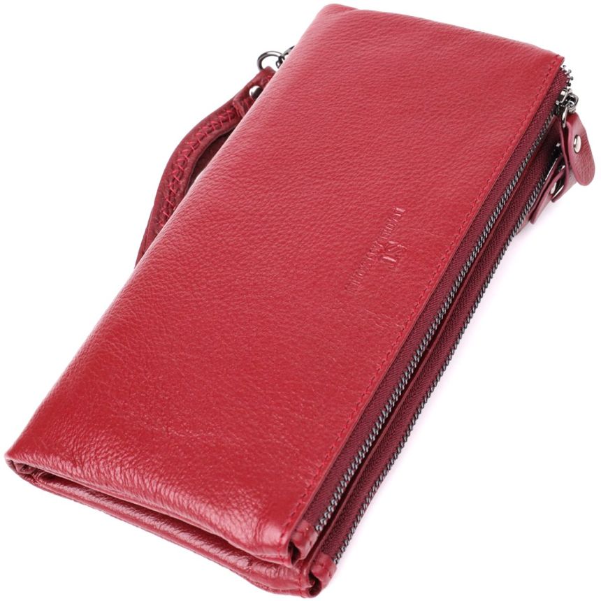 Кожаный кошелек на три отделения для женщин ST Leather 23108 Бордовый