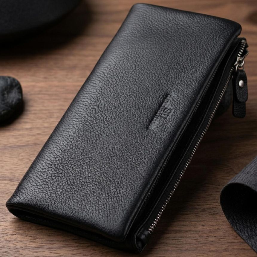 Женский кошелек-клатч с двумя молниями из натуральной кожи ST Leather 22527 Черный