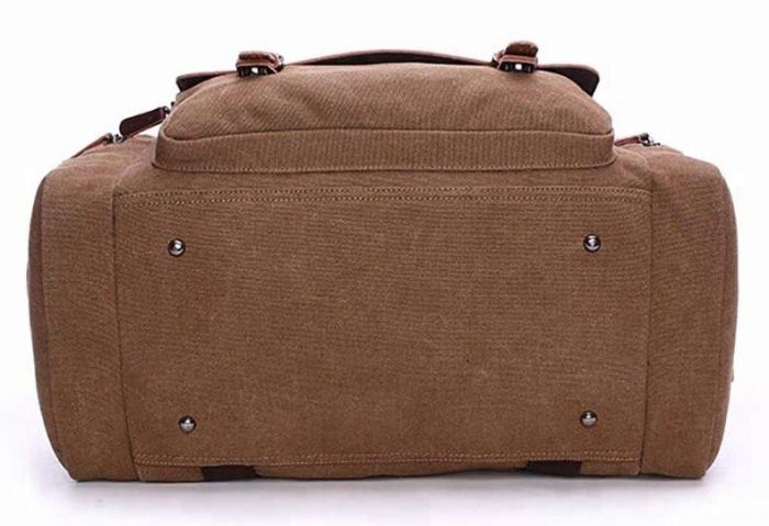 Дорожная сумка текстильная с карманом Vintage 20193 Коричневая