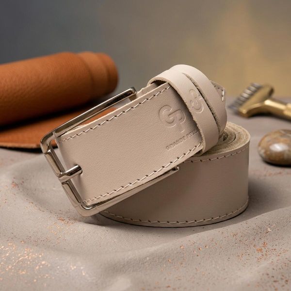 Кожаный ремень унисекс GRANDE PELLE 11450 Бежевый