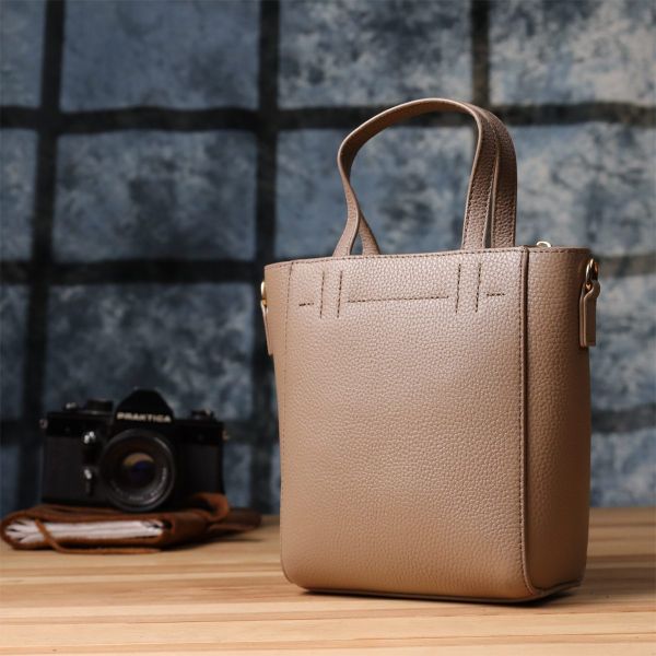 Женская сумка из натуральной кожи в форме трапеции Vintage 22918 Бежевый
