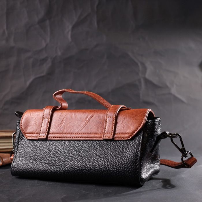 Женская сумка в винтажном стиле из натуральной кожи Vintage 22349 Черная