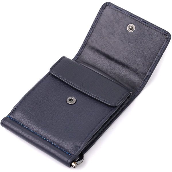 Вертикальный мужской зажим из зернистой натуральной кожи Tony Perotti 20862_1 (3595 navy) Синий