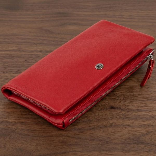 Гаманець-клатч зі шкіри з кишенею для мобільного ST Leather 19315 Червоний