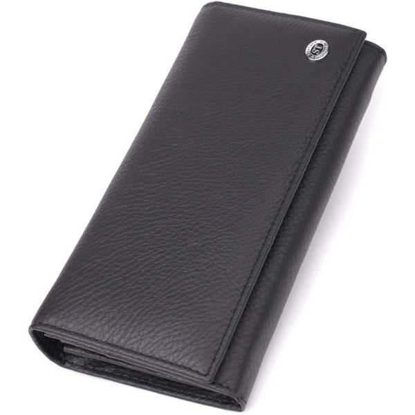 Вместительный кошелек для женщин из натуральной кожи ST Leather 23097 Черный