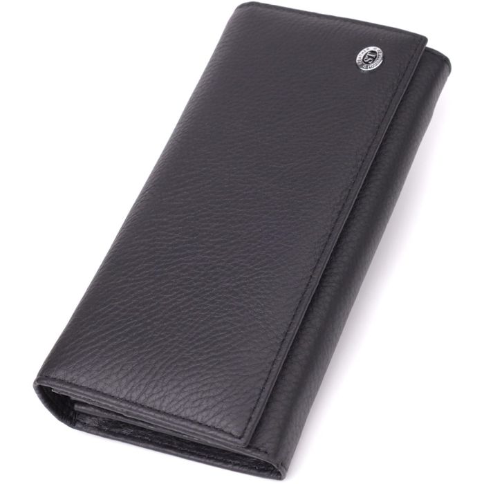 Вместительный кошелек для женщин из натуральной кожи ST Leather 23097 Черный