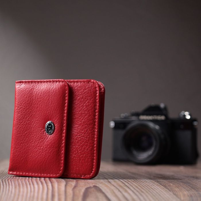 Женский компактный кошелек с карманом для монет из натуральной кожи ST Leather 22689 Красный