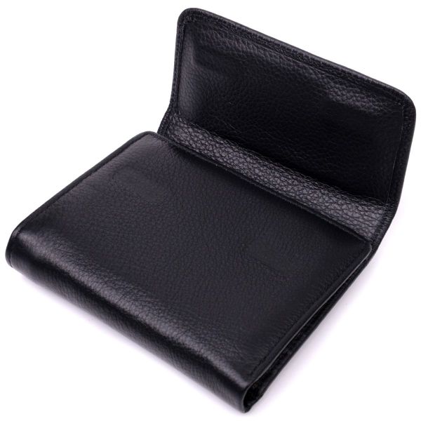 Симпатичный женский кошелек с монетницей из натуральной кожи ST Leather 19481 Черный