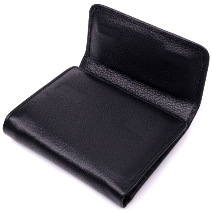Симпатичный женский кошелек с монетницей из натуральной кожи ST Leather 19481 Черный