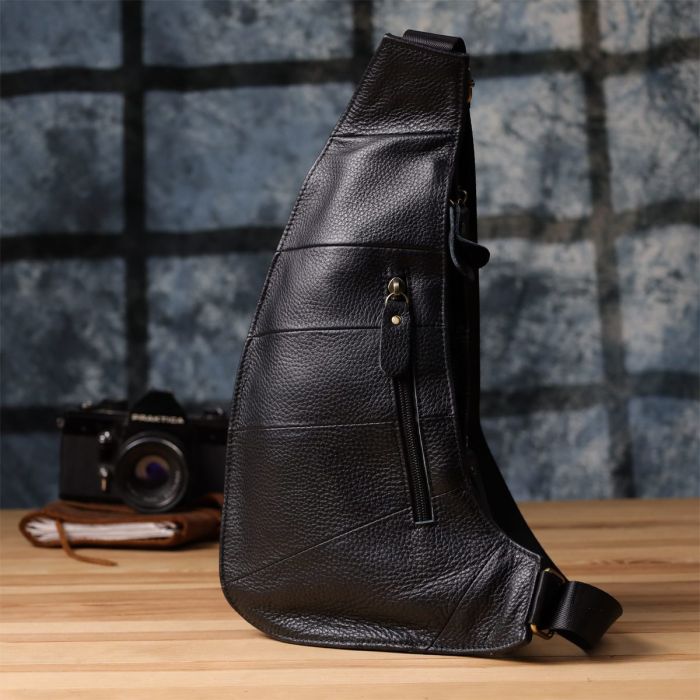 Сумка для мужчин с большим количеством карманов из натуральной кожи Vintage 22957 Черный