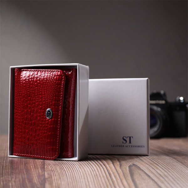 Стильный женский фактурный кошелек из натуральной кожи ST Leather 22731 Красный