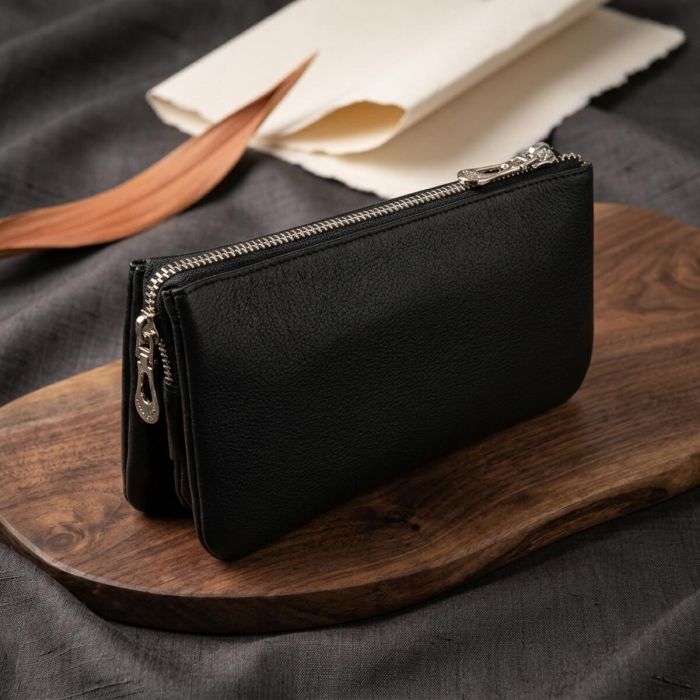 Вместительный клатч на два отделения женский ST Leather 19246 Черный