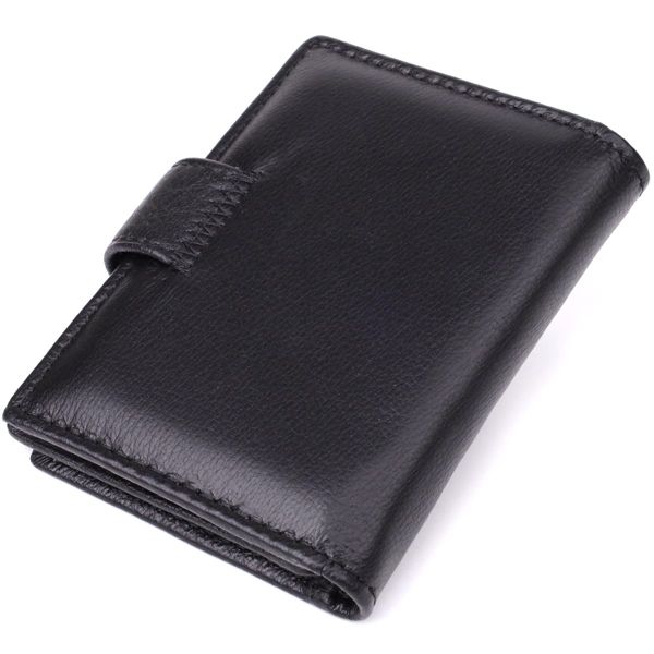 Компактный мужской бумажник вертикального формата из натуральной кожи ST Leather 23095 Черный