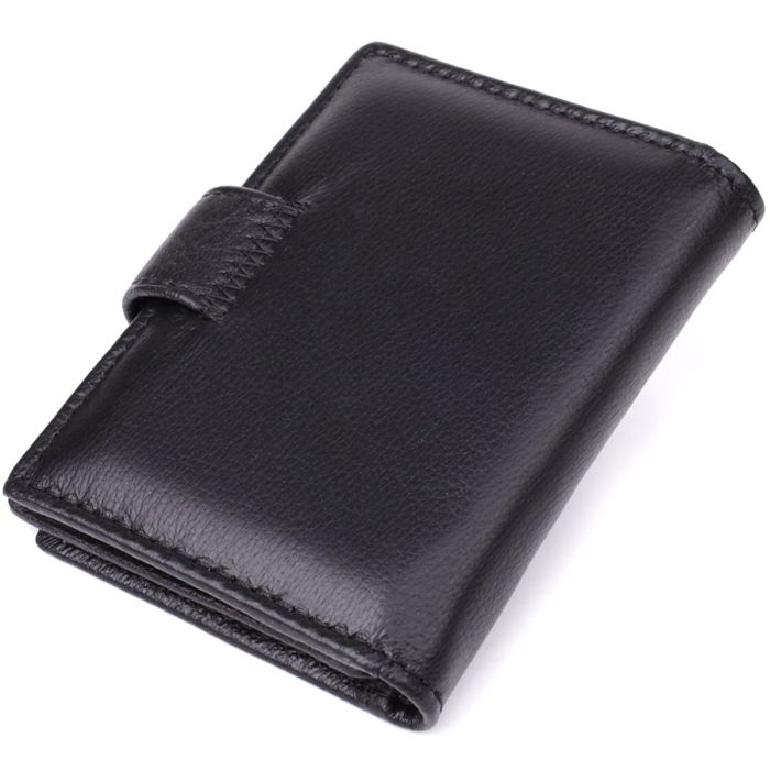 Компактный мужской бумажник вертикального формата из натуральной кожи ST Leather 23095 Черный