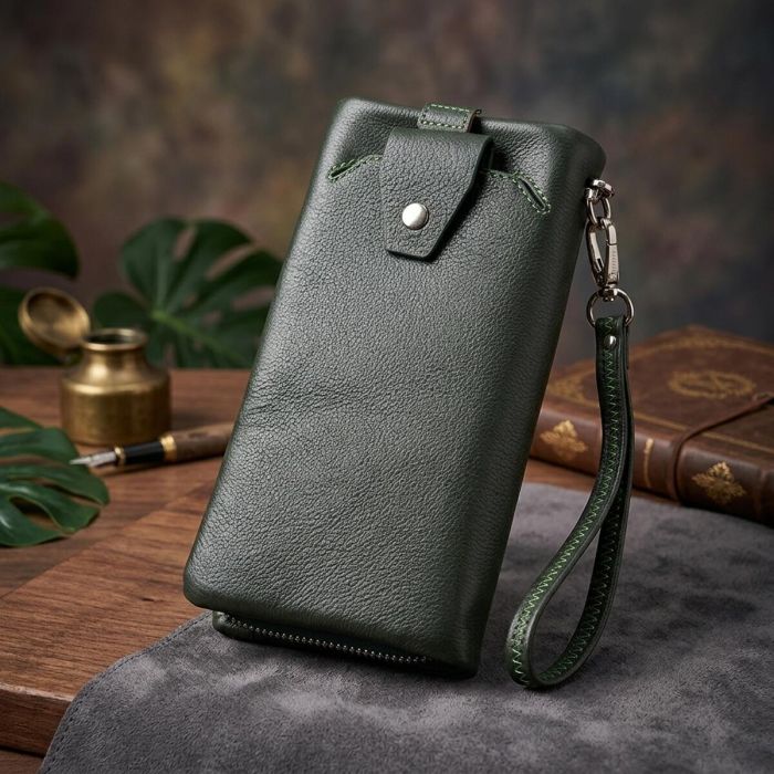 Стильный кошелек-клатч для женщин с отделением под телефон ST Leather 23103 Зеленый