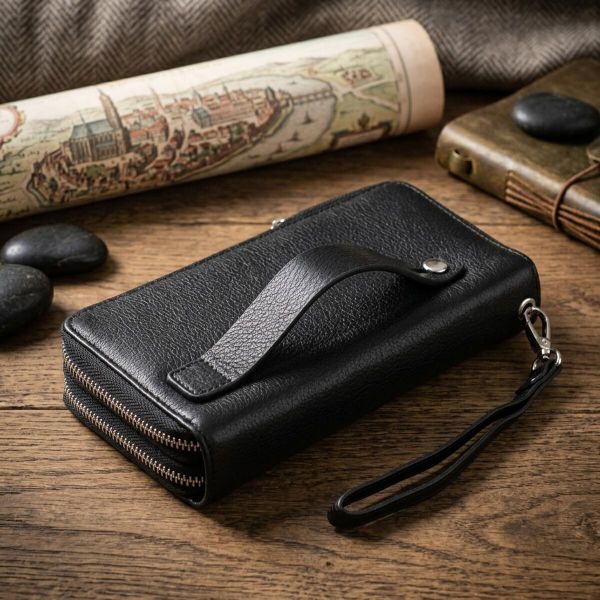 Мужской клатч на два отделения из натуральной кожи ST Leather 22531 Черный