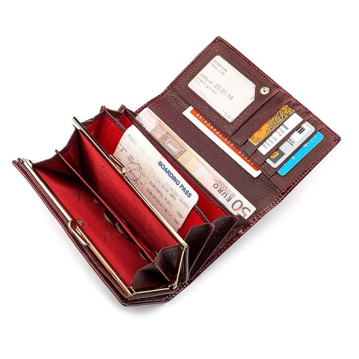 Кошелек женский ST Leather 18429 (S8001A) многофункциональный Бордовый