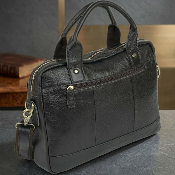 Сумка для ноутбуку з натуральної шкіри Vintage 14868 Чорна
