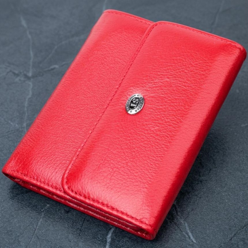 Яркий женский кошелек с монетницей из натуральной кожи ST Leather 19482 Красный