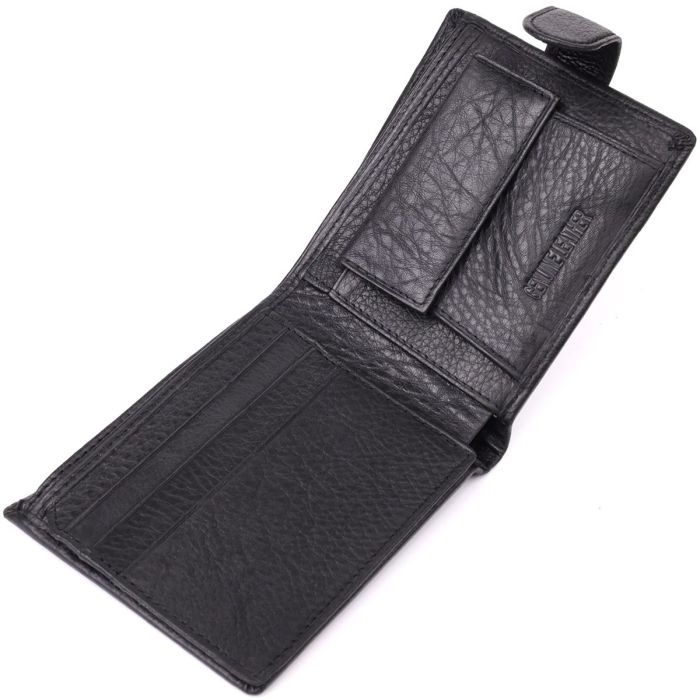 Классический мужской бумажник горизонтального формата из натуральной кожи ST Leather 23094 Черный