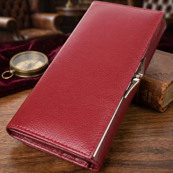 Элегантный кошелек для женщин с монетницей из натуральной кожи ST Leather 23107 Бордовый