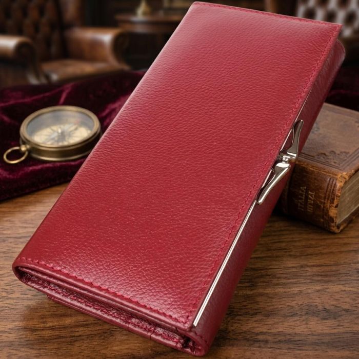 Элегантный кошелек для женщин с монетницей из натуральной кожи ST Leather 23107 Бордовый