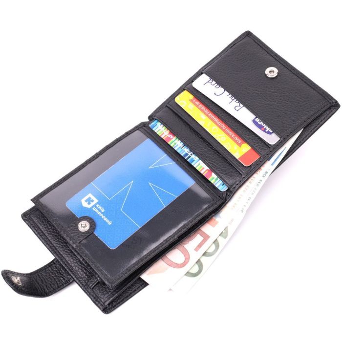 Мужской трендовый бумажник из натуральной кожи ST Leather 22553 Черный