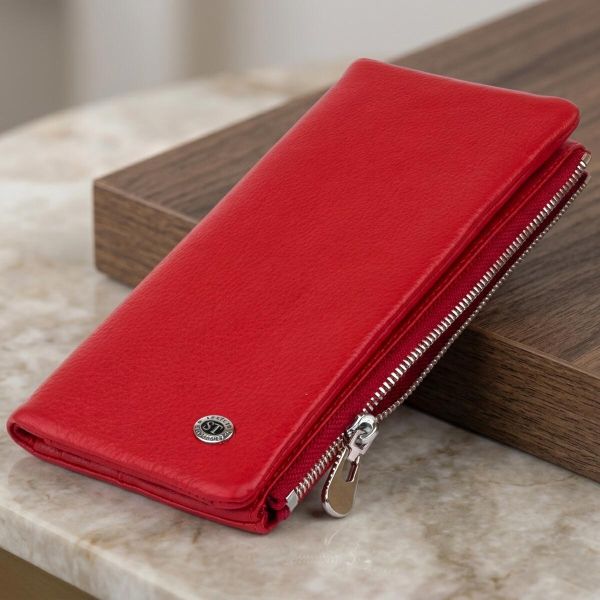 Вертикальный кошелек на кнопке женский ST Leather 19202 Красный