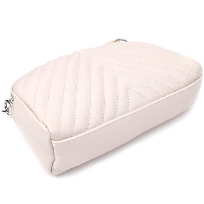 Модная сумка прошита треугольниками из натуральной кожи Vintage 22910 Белый