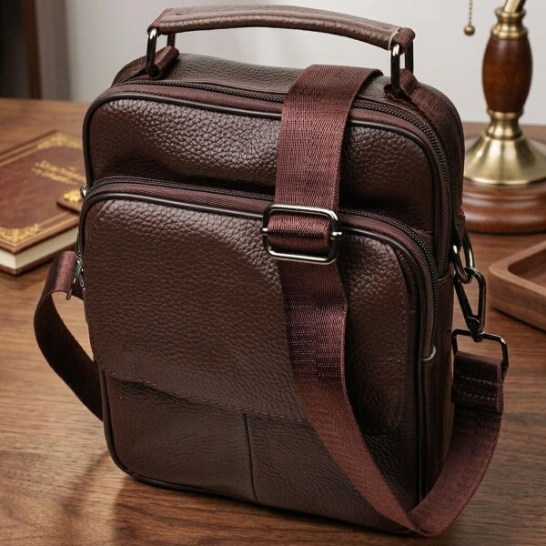 Стильный мужской мессенджер из натуральной кожи Vintage 21949 Коричневый