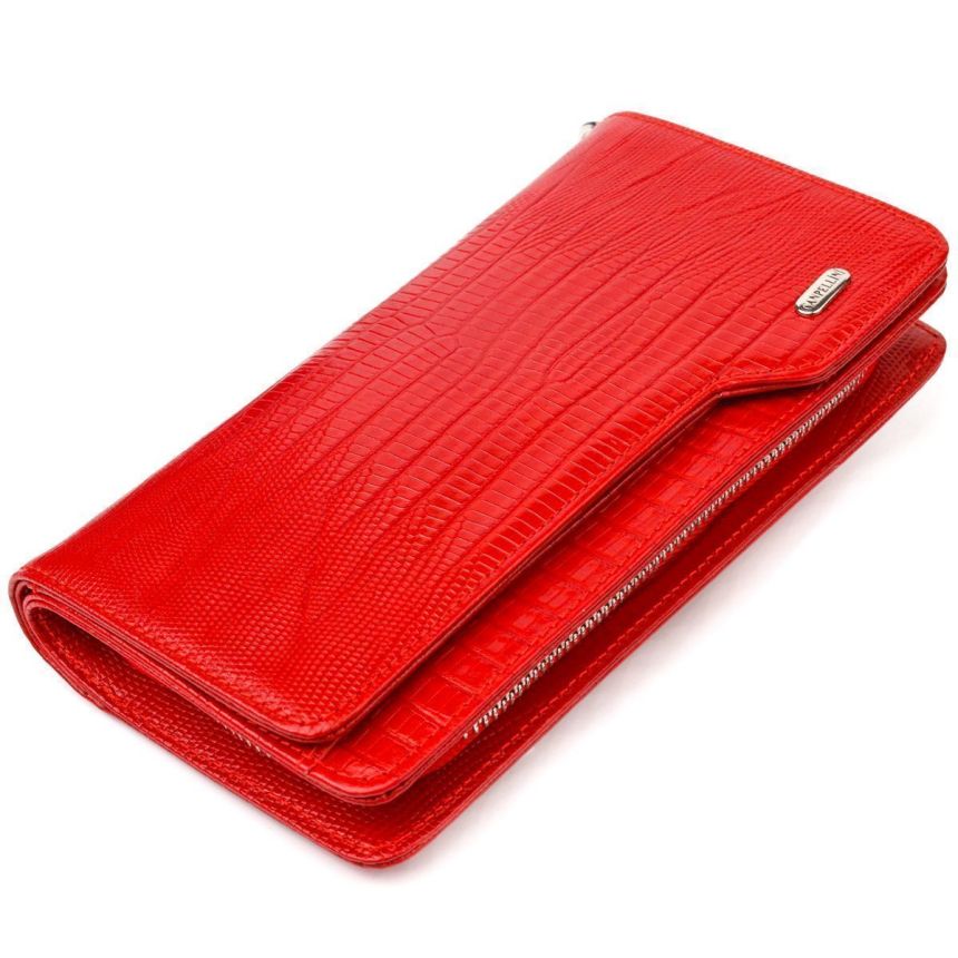 Женское портмоне клатч из натуральной кожи CANPELLINI 21534 Красное
