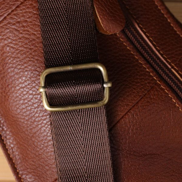 Мужская сумка через плечо из зернистой натуральной кожи Vintage 22966 Коричневый