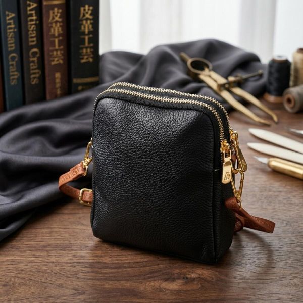 Удобная сумка трапеция для женщин из натуральной кожи Vintage 22269 Черная