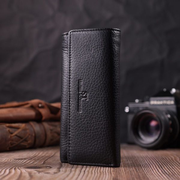 Большая ключница с функцией кошелька из натуральной кожи ST Leather 22492 Черный